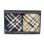  не использовался Burberry носовой платок темно-синий темно-синий бежевый проверка шарф хлопок мужской BURBERRY 2 шт. комплект [ б/у ]