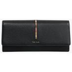 未使用 ポールスミス 長財布 レザー ブラック マルチストライプ 黒 財布 メンズ レディース Paul Smith 【中古】