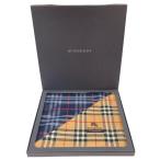 ショッピングBURBERRY 未使用 バーバリー ハンカチ 綿　チェック　ベージュ ネイビー　紺 2枚セット　BURBERRY レディース　メンズ 【中古】