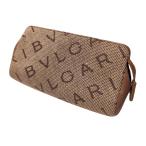  BVLGARY Logo любитель аксессуары сумка парусина Brown бежевый cosme сумка косметичка BVLGARI [ б/у ]