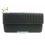 ボッテガヴェネタ BOTTEGA VENETA 長財布 新品同様 イントレチャート P0 黒 レザー スペシャル特価 20201029