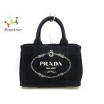 プラダ PRADA トートバッグ レディース カナパ CANAPA 1BG439 黒×アイボリー キャンバス 値下げ 20200711