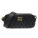 ショッピングミュウミュウ ミュウミュウ miumiu ショルダーバッグ 美品 マテラッセ 5BC158 黒 ラムレザー 新着 20240426