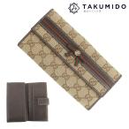 ショッピングＧＧキャンバス グッチ GUCCI 二つ折り長財布 シェリーライン 256933 GGキャンバス ブラウン 中古AB 283524