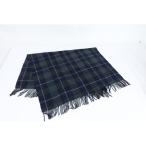 美品 ラルフローレン チェック フリンジ ネイビー 紺 ストール マフラー ショール 防寒 秋 冬 レディース RUE CU30-7