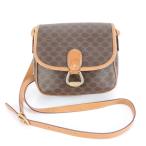 ショッピングセリーヌ 美品 ヴィンテージ セリーヌ マカダム レザー ショルダー バッグ 斜め掛け クロスボディ トート ブラウン レディース EUR DC6-10