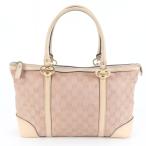 美品 グッチ GGキャンバス ラブリー 257069 レザー トート バッグ 肩掛け ショルダー ハンド 本革 ピンク レディース RCM DF27-10