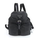 極美品 プラダ テスート ナイロン トライアングルロゴ レザー リュックサック バックパック バッグ ブラック レディース EUM DC10-1