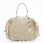 美品 アンテプリマ ワイヤーバッグ ラインストーン ビジュー リボン トート バッグ 肩掛け ショルダー ハンド レディース ECＥ CR4-6