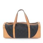 ヴィンテージ オールド グッチ GG キャンバス ミニ ボストン レザー ハンドバッグ トート ブラック ブラウン レディース EWE DC35-2