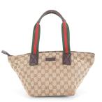 美品 グッチ GG キャンバス シェリー ライン 131228 レザー トート バッグ 肩掛け ショルダー ハンド レディース ECE DF37-1