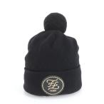 美品 フェンディ FF ロゴ ビーニー ニット帽 ニットキャップ ポンポン 帽子 ブラック FXQ056 レディース MRE DK41-9