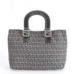 ヴィンテージ フェンディ ズッキーノ レザー トート バッグ 肩掛け ショルダー ハンド ネイビー 紺 レディース REE DO10-1