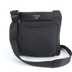 美品 プラダ テスート ナイロン トライアングルロゴ レザー ショルダーバッグ 斜め掛け メッセンジャー 黒 メンズ EWM DP6-2