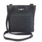 美品 グッチ GGキャンバス 019 0348 レザー ショルダーバッグ 斜め掛け メッセンジャー 通勤 本革 ブラック 黒 メンズ REM DJ6-4