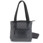 美品 グッチ GGキャンバス 28893 レザー ショルダーバッグ 肩掛け トート 本革 ブラック 黒 レディース RWM DJ20-7