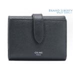 ほぼ新品 セリーヌ CELINE ファインストラップウォレット 三つ折り財布 コンパクト財布 ブラック