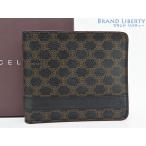  очень красивый товар Celine CELINE Vintage Macadam Trio mf складывающийся пополам . inserting кошелек compact кошелек футляр для карточек черный Brown Trio mf парусина 