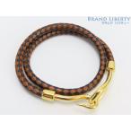  прекрасный товар Hermes HERMES кожа jumbo короткое колье колье двойной пружина 2 полосный браслет сетка вязаный Brown черный Gold металлические принадлежности 