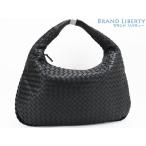 ショッピングヴェネタ 美品 ボッテガ ヴェネタ イントレチャート ミディアム ヴェネタバッグ ホーボーバッグ ワンショルダーバッグ ブラック 115653