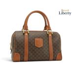  прекрасный товар Celine CELINE Vintage Macadam Mini сумка "Boston bag" ручная сумочка Brown темно-коричневый PVC кожа 