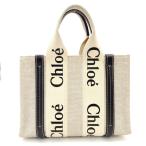 ショッピングchloe クロエ CHLOE ウッディ スモール ハンドバッグ キャンバス ネイビー×ベージュ レザー R801670