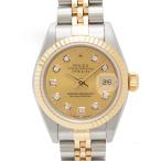 ロレックス 時計 レディース デイトジャスト 10Pダイヤ 自動巻 K番 ゴールド文字盤 SS×YG ROLEX 79173G 中古