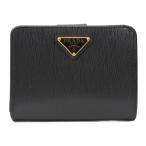 プラダ 財布 レディース 2つ折り財布 トライアングルロゴ カーフ ブラック PRADA 1ML018 中古