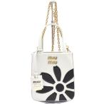 ミュウミュウ バッグ レディース フラワーモチーフ ハンドバッグ 2WAY ショルダー カーフ ホワイト MIUMIU 中古