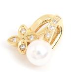  Mikimoto подвеска женский жемчуг diamond цветок дизайн подвеска с цепью 5.5mm. желтое золото K18 MIKIMOTO б/у 