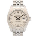 ロレックス デイトジャスト 10Pダイヤ ランダム番 ブランドオフ ROLEX K18WG（ホワイトゴールド） 腕時計 WG/SS