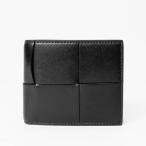 ボッテガヴェネタ BOTTEGA VENETA 二つ折り財布 メンズ カセット 革編み レザー ブラック 649605 V47V1 8803