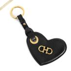 フェラガモ Ferragamo レディース キーリング レザー ハート キーホルダー ブラック 22 D865 0726517