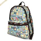 ショッピングLESPORTSAC 《ポイント8倍》レスポートサック LeSportsac リュックサック レディース BASIC BACKPACK フード柄 総柄 ブルー系 マルチカラー 7812 E197