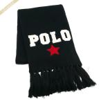 《P6倍_6日23_59迄》ポロ ラルフローレン POLO RALPH LAUREN マフラー ビッグロゴ コットン100% ブラック PC0167 001