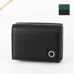 ブルガリ 三つ折り財布 BVLGARI ブルガリ・ブルガリ マン レザー ブラック ×グリーン 291681 BLK◇