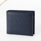 ブルガリ 二つ折り財布 BVLGARI ロゴ レザー ネイビー 292913 POLAP【クーポン配布】