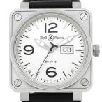 Bell＆Ross ベル＆ロス グランドデイト BR01-96W-CA BR01-96-S 自動巻き シルバー文字盤 メンズ 保証書