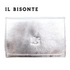 ショッピングイルビゾンテ イルビゾンテ カードケース 名刺入れ IL BISONTE シルバー SCC004 PV0005 BSI101X メタリック パスケース 定期入れ IC ID カードホルダー レザー 本革