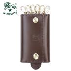 ショッピングイルビゾンテ イルビゾンテ キーケース 6連 IL BISONTE キーリング付き キーホルダー レザー SKH045 PG0001 BW152B 本革 ダークブラン こげ茶 ゴールド ヌメ革