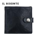 イルビゾンテ 財布 二つ折り IL BISONTE 54_1_412228 / SBW015 PO0001 BK116N BLACK ブラック ネロ 小銭入れ付き 札入れ カード コンパクト ミニ財布