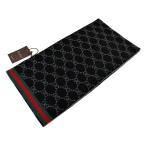 グッチ ストール マフラー GUCCI ウール100% GG柄 ウェビング ブラック 325806