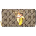 グッチ 財布 GUCCI ラウンドファスナー長財布 レディース メンズ GGスプリームキャンバス ばなにゃ プリント 701060