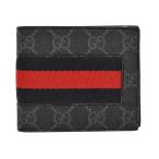 グッチ財布 GUCCI 二つ折り財布 札入れ 小銭入れなし メンズ GGスプリーム ニューウェブ ブラック×ダークグレー 408827