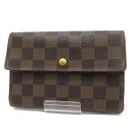  Louis Vuitton кошелек Louis Vuitton три складывать кошелек мелкие вещи Damier porutofoiyu*papieN61202 AB разряд для мужчин и женщин б/у .... бесплатная доставка три рисовое поле магазин 