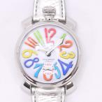美品 GaGa MILANO MANUALE 48mm 5010.01 ガガミラノ マヌアーレ48 ホワイト白文字盤xシルバーベルト SS 手巻き マニュアーレ