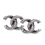 シャネル CHANEL ピアス ガンメタル ラインストーン メタル＆ストラス ココマーク シルバー / BOUCLES OREILLES / A97611 Y02003 Z5490