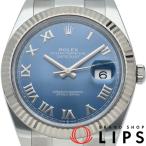 ロレックス デイトジャスト41 メンズ時計 オイスター アズーロブルー 126334 箱 保証書 K18WG/SS メンズ時計 ア