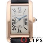 カルティエ タンクアメリカンLM ウォッチ オートマチック OH済 W2609156 箱 保証書 K18PG/革 メンズ時計 ホワ
