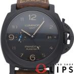 パネライ ルミノール1950 3デイズ GMT オートマチック PAM01441 保証書 SS/革 メンズ時計 ブラック   美品